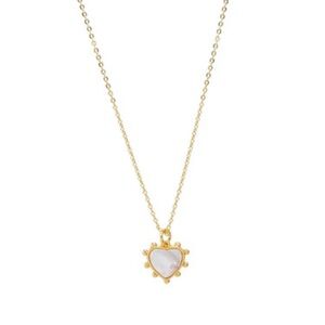 Dina Eden Gold Heart Pendant Necklace with Mother-of-Pearl Accent